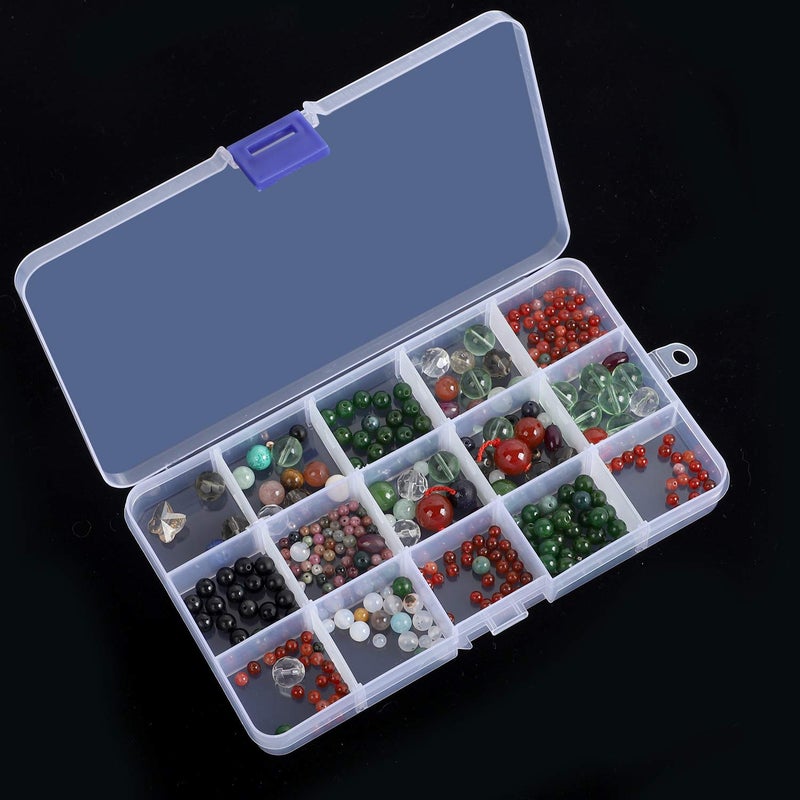 KINJOEK 10 Pack 15 Grids Plastic Bead Organizer Containers Storage, Adjustable Dividers Diamond Jewelry Craft Painting Storage Case, Clear Small Fishing Tackle Box for Sewing Cross Stitch Accessories - Image 4
